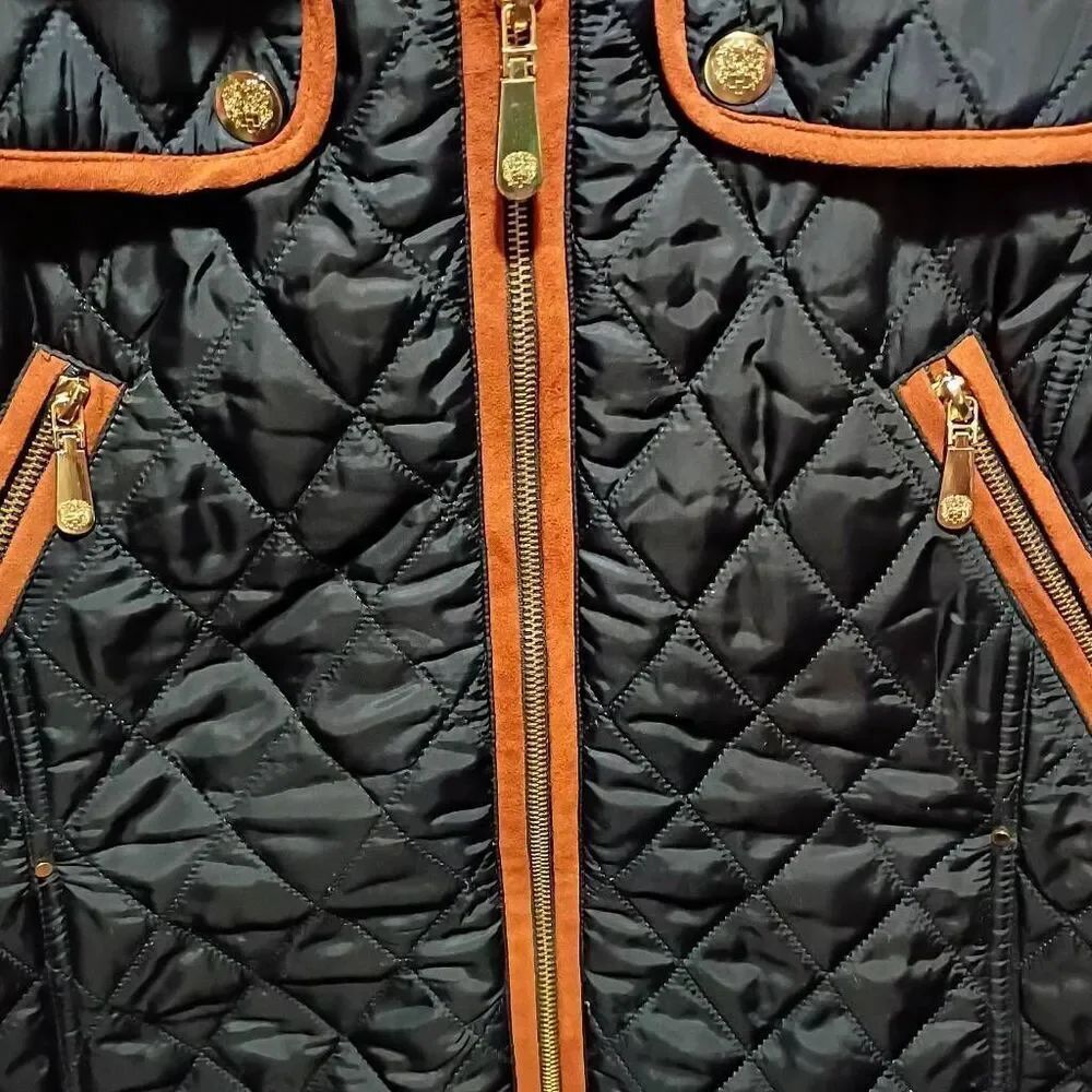 Vince Camuto Black Suede Quilted Riding Vest Women's Large - Picture 5 of 12